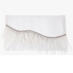 Nina Kaidy Elegant White Feather Clutch